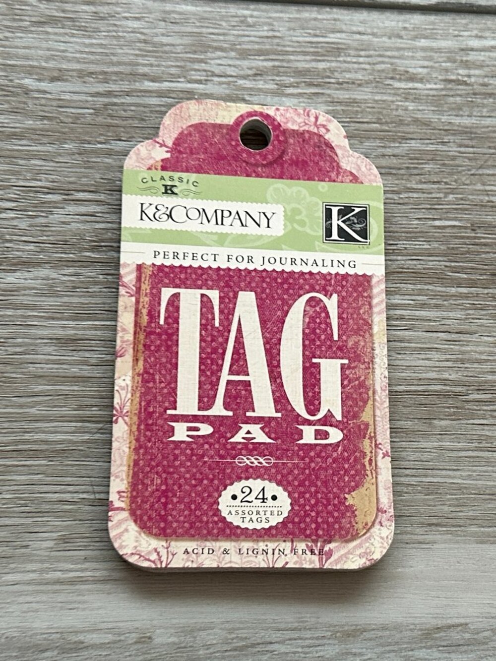 NWT K & Company K&Company Classic K Margo Tag Pad Scrapbooking 24 Pieces